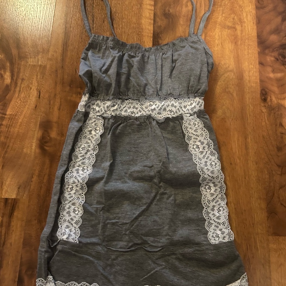 y2k 2000s Gray Lace Trim Cami